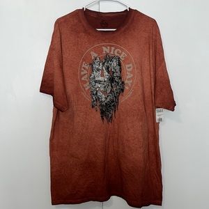 Bubba Gump T-Shirt “Big Muddy Smiley” Brown Dip Dye Short Sleeve Tee Men’s 2X